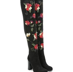 Sam Edelman Floral Embroidered Over the Knee Boots 9.5